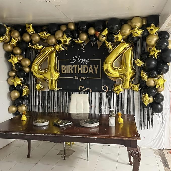 Black Backdrops Curtains Party Decorations, Tinsel Streamers Birthday Decoration for 30th Her Him, Photo Booth Props for Graduation, Wedding, 2Pack 3.28X8.2Ft
