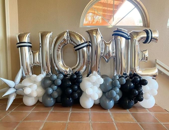 Silver Letter E Balloons 40 inch Large Alphabet E Balloons Silver Helium Foil Letter Balloon Banner for Birthday Party Anniversary Wedding Decoration