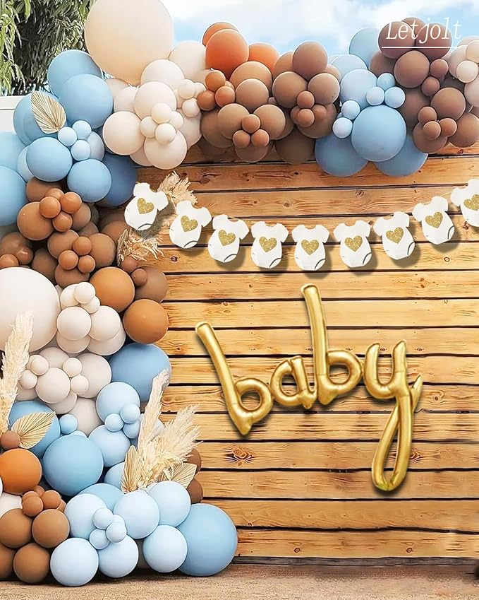 White Baby Shower Paper Garland Short-Sleeve Bodysuits Clothesline Garland Gender Reveal Birthday Banner Pre - Strung Baby Outfit Paper Decorations 9 pcs