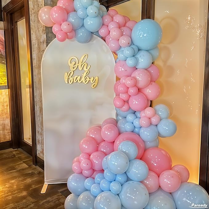 Blue Pink Balloon Arch Kit, 120pcs Gender Reveal Balloon Garland Arch Kit With Iridescent 4d Foil Balloon For Birthday Baby Shower Wedding Party Bachelorette Bridal Shower Anniversary Decorations