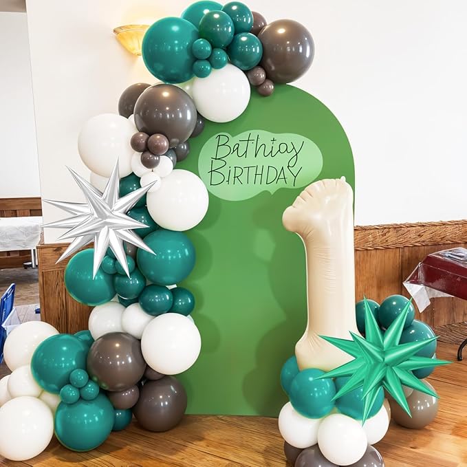Football Balloon Arch Kit, Dark Green Brown White Black Checkered Football Foil Party Balloons with Star Foil Balloons for Boy Men Sport Birthday Party Decorations Baby Shower Graduation Supplies