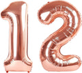 Rose Gold Number 12 Balloon 40 inch, 12 Number Balloons, 12th Birthday Decorations for Girls Boys, 12 Year Old Rose Gold Party Supplies