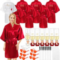Panitay 42 Pcs Bridal Robes Sets Bride Robes Bridesmaids Proposal Gift Heart Sunglasses Champagne Flutes for Wedding Party