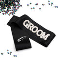 Etercycle Groom Sash, Bachelor Party Sash Wedding Decorations, Glitter Black Groomie Satin Sash For Wedding Engagement Party Favors Groom Bridal Shower Gifts With Diamond Pin