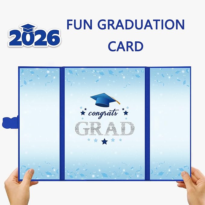 Vlipoeasn 2026 Graduation Guest Book Alternative, Blue Silver Class of 2026 Graduation Party Decorations, Graduation Signature Book for 2026 College High School, Unique Graduation Gifts for Friends