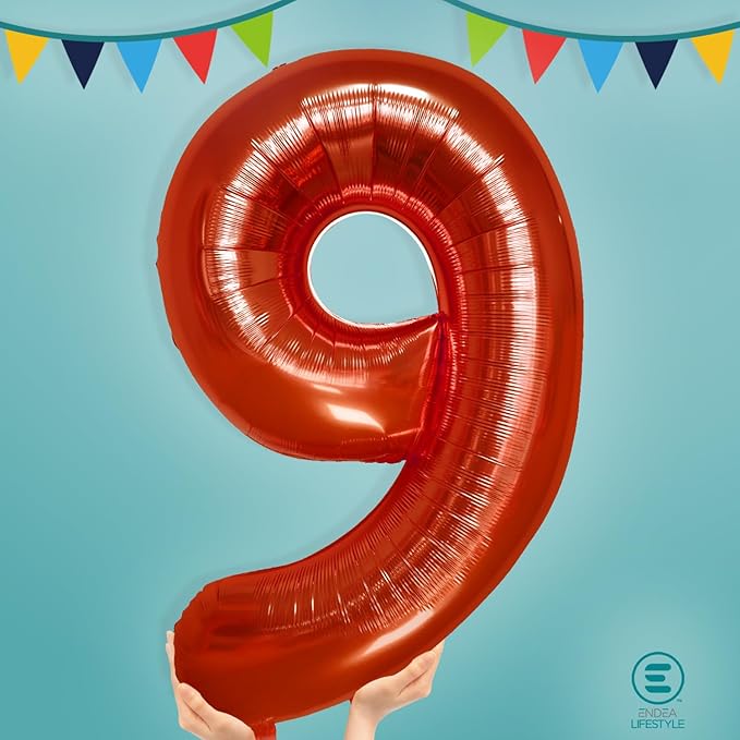 40 Inch Large Red Number Celebration and Decoration Balloon for Birthday Parties, Graduations, Anniversaries, Weddings, Photo Shoots, Special Events - Helium Foil Mylar (Red Number 9)