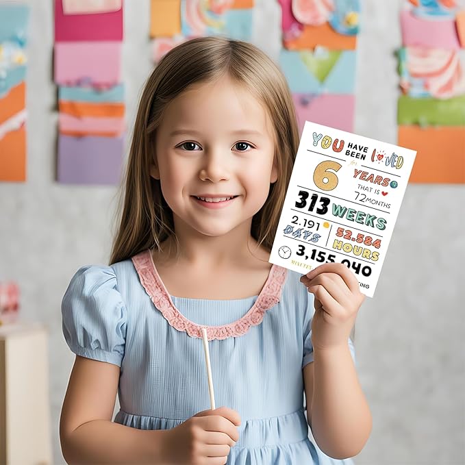 Cute 6th Birthday Card for Girls Boys, Ideal 6th Birthday Gift from Mom Dad, Six Years Old Birthday Card Gift For Son Daughter Children, Unique 6th Birthday Decorations for Grandson Granddaughter