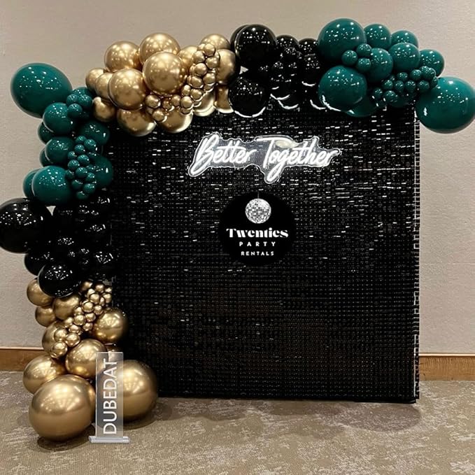 Emerald Green Black Gold Balloon Garland,144Pcs Forest Dark Green Black Gold Balloon Arch Kit for Graduation Baby Shower Jungle Birthday Spring Party Decorations