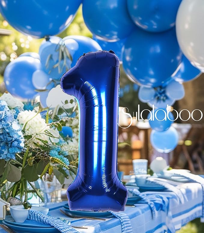 40Inch Navy Blue Number 1 Balloon Large Helium Royal Blue Number Balloons 0-9 Giant Digital 1st Foil Mylar Big Party Balloon for Boy Birthday Party Anniversary Graduation Decorations