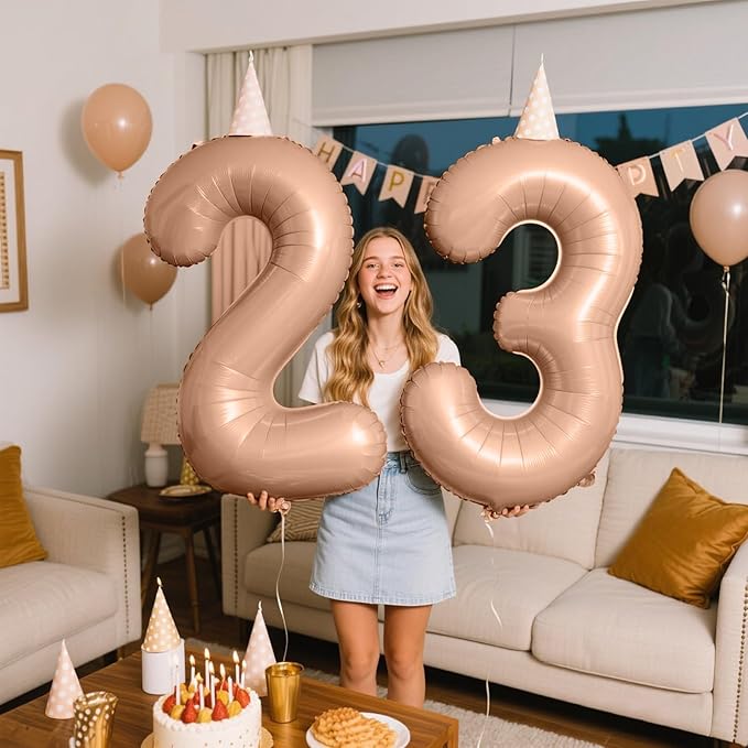 40 Inch Caramel Balloon Number 3 Balloon,Number Balloons Big Giant Jumbo Number 3 Foil Mylar Balloons for 13th Birthday Party Anniversary Events,Wedding Anniversary Party Decorations