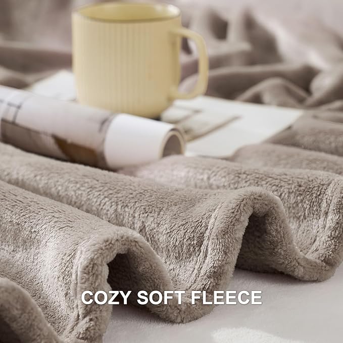 Hansleep Fleece Mocha Brown Throw Blanket, Super Soft Flannel Fuzzy Plush Cozy Blanket for All Seasons, Mocha Brown, Throw 50x60 Inches