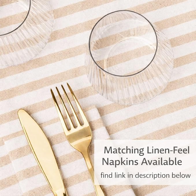 Party Dimensions Made in Italy Cloth-Like Disposable Tablecloth for Rectangle Tables, Premium Airlaid Linen-Feel Table Cover, Luxury Tablecloth for Parties, Events & Weddings, Elegant Striped Design