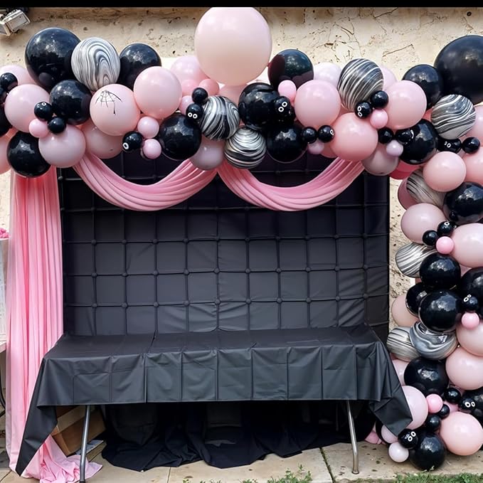 Halloween Balloon Arch Garland Kit, Black and Pink Balloons Ghost Foil Bat Balloons for Family,Halloween Party Background Classroom Decorations Cosplay Theme Party