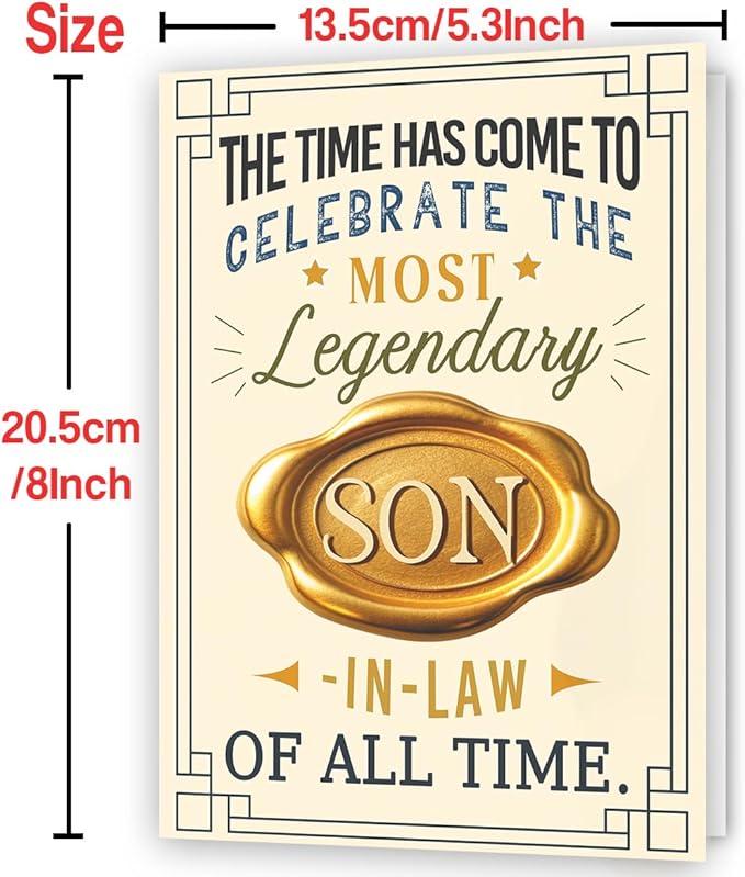 Birthday Card for Son in Law,Happy Son In Law Birthday Card Gift for Him Men