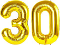 30 Gold Number Balloons, 40 Inch Balloons for Woman Man 30th Birthday Party Decoration, Foil Number Ballon for 30 Anniversary, Bridal Shower, Graduation, Valentine's Day, Mother's Day, Easter