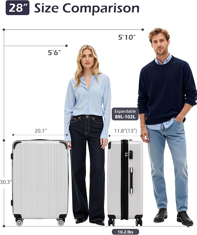 Coolife Luggage, Suitcase with Durable and Lightweight, Large Checked Luggage with PC+ABS Hardshell Expandable, Dual Spinner Wheels, TSA Lock, and YKK Zipper (wine wind new, L(28in))