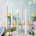 Honoson 6 Pcs Easter Flameless Taper Candles 10.6 Inch Colorful Candles Battery Operated LED Candlesticks for Easter Centerpieces Dinner Table Home Party Decor