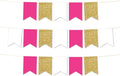 Andaz Press Hanging Pennant Banner with String, Fuchsia, White, Faux Gold Glitter, 1-Set, 24 Pennants, Approx. 12-Feet Long, Bachelorette Party