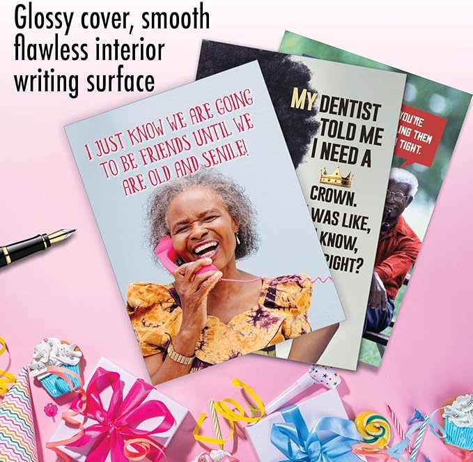 NobleWorks Assortment Pack of 3 Hysterical Birthday Greeting Cards with Envelopes for Men and Women (3 Designs, 1 Each) Sassy Sistas VC8137BDG-C1x3-ET