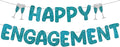 Breling Pre Strung Happy Engagement Banner Glitter Engagement Party Decorations for Congratulations Engaged Wedding Shower Signs Decor(Teal)
