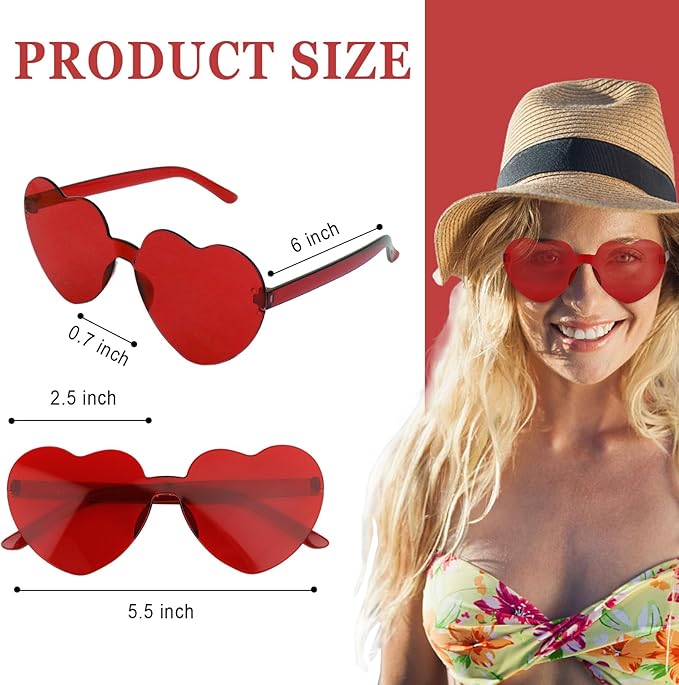 Heart Sunglasses 12/18/24 Pcs Heart Shaped Glasses for Women Cute Funny Party Glasses Party Favors Accessories
