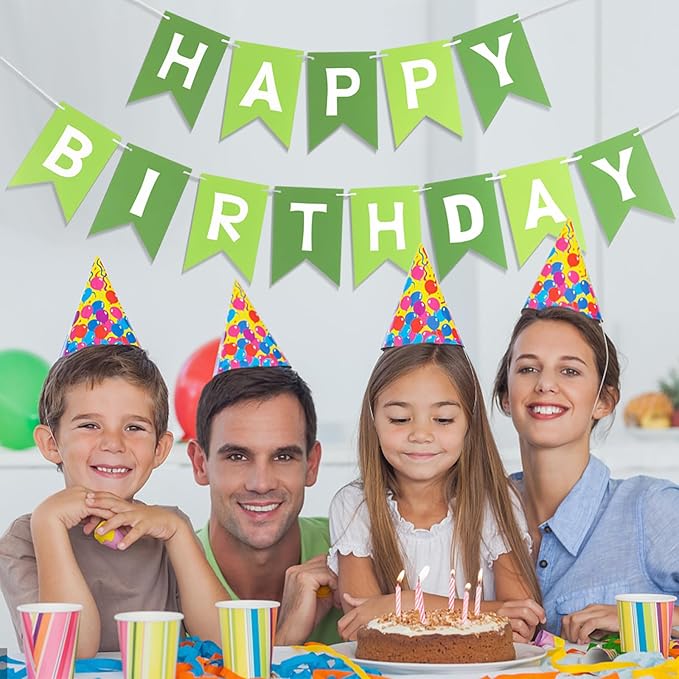 Happy Birthday Banner, Birthday Flag Bunting for Birthday Party Backdrop Decor, Happy Birthday Sign Party Supplies for Girls Boys Kids and Women Hanging Decorations (Green)