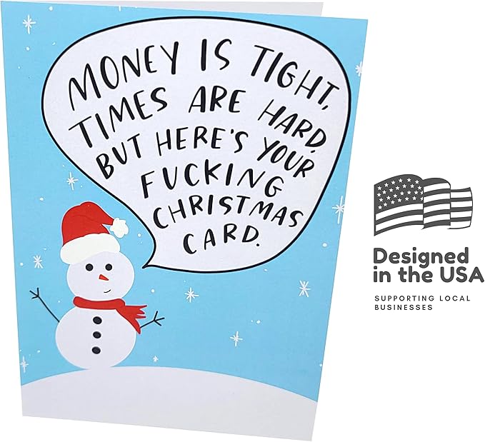 Sleazy Greetings Funny Christmas Card For Men Women | Offensive Rude Holiday Card | Naughty X-Mas Card For Him Her | Christmas Money's Tight Times Are Hard Card