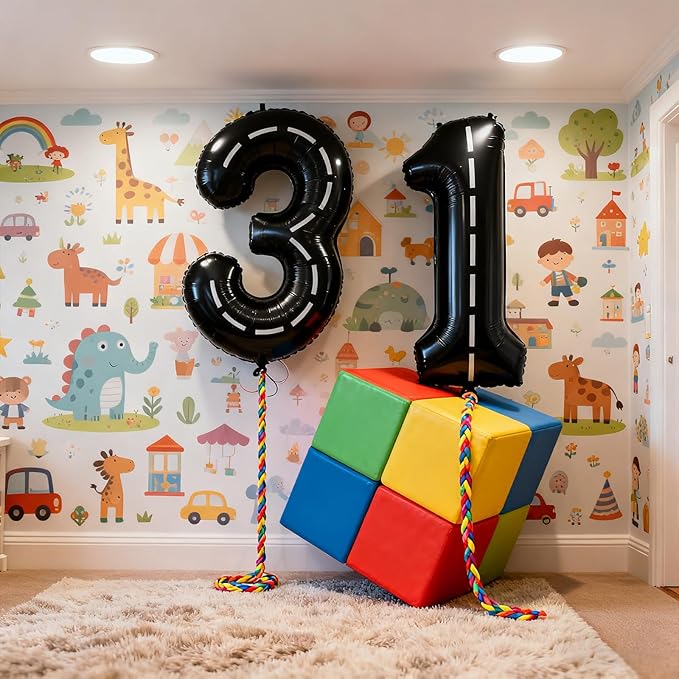 40 Inch Large Foil Helium Number Balloon Birthday Wedding Party 0-9 (Racetrack, 2)