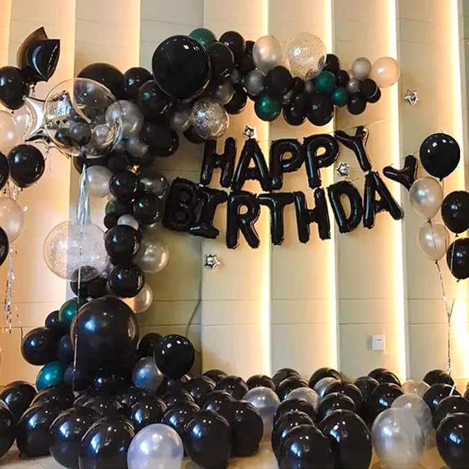 Black Latex Balloons 100 Pack 12 Inch Black Round Helium Balloons Party Balloons for Birthday Themed Wedding Graduation New Year Backdrop Decorations