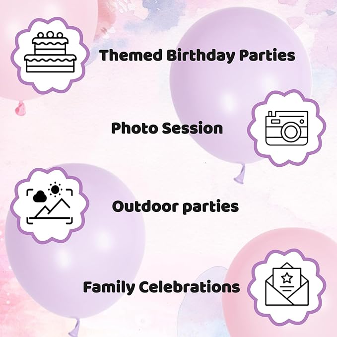 Pink and Purple Balloons 100 Pack 12 inch Light Pink Purple Latex Balloons for Girls Womens Butterfly Baby Shower Decorations Birthday Wedding, Engagements, Anniversary Party Decoration