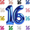 16 Balloon Number, Metallic Blue Number 16th Birthday Balloons 40 Inch, Sweet 16 Years Old Metallic Blue Birthday Decorations for Boys Girls, 16th Anniversary Decorations
