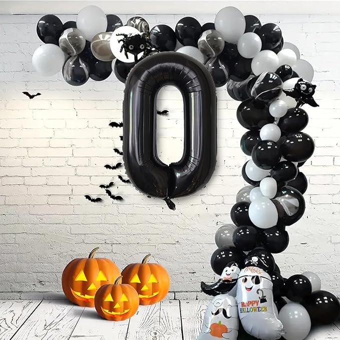 Number Balloons Black Party Balloon - Giant Number 0 Balloon, 40 Inch Large Balloon for Birthday Decorations, Black Party Supplies for Men Women