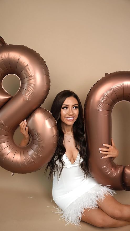 Dark Brown 8 Balloon, Coffee Brown Number Balloons 40 Inch, 8th Chocolate Birthday Decorations for Boys Girls Birthday Balloons Party Supplies, Number 8 Balloon