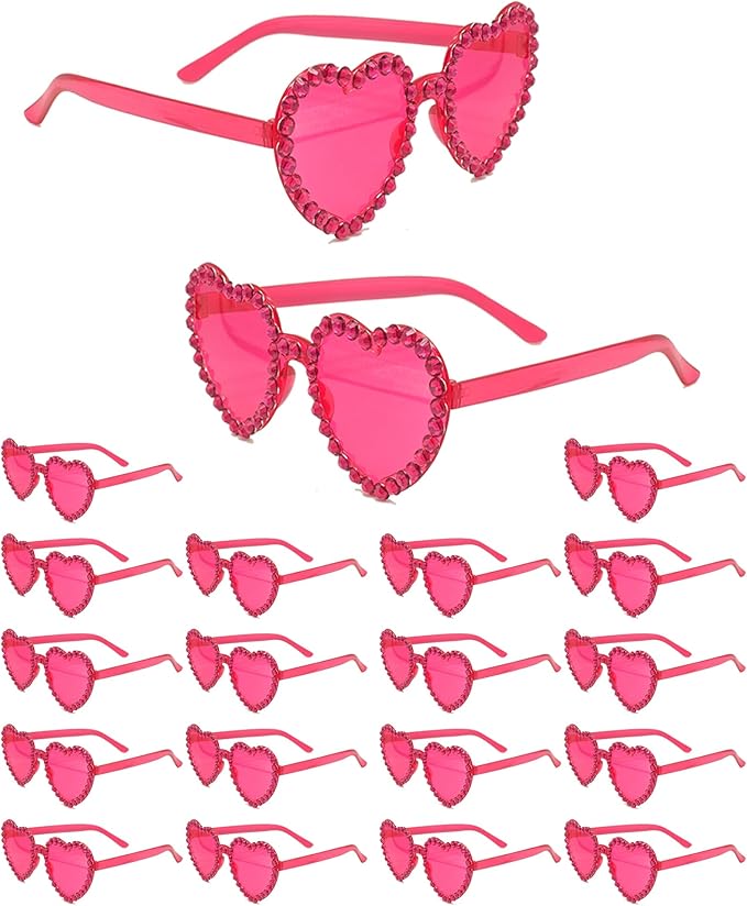 20 Pairs Heart Shaped Sunglasses for Women Colorful Glasses Fun Trendy Transparent Heart Sunglasses Party Favor