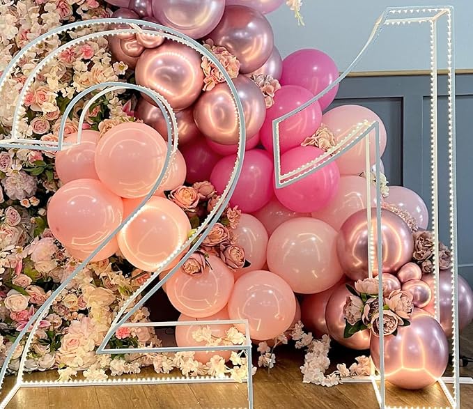 Pink Balloons Metallic Pink Balloons, 80Pcs 12inch Chrome Pink Light Pink Latex Confetti Balloon for Girl Birthday Princess Baby Shower Wedding Galentine's Day Valentine's Party Decoration