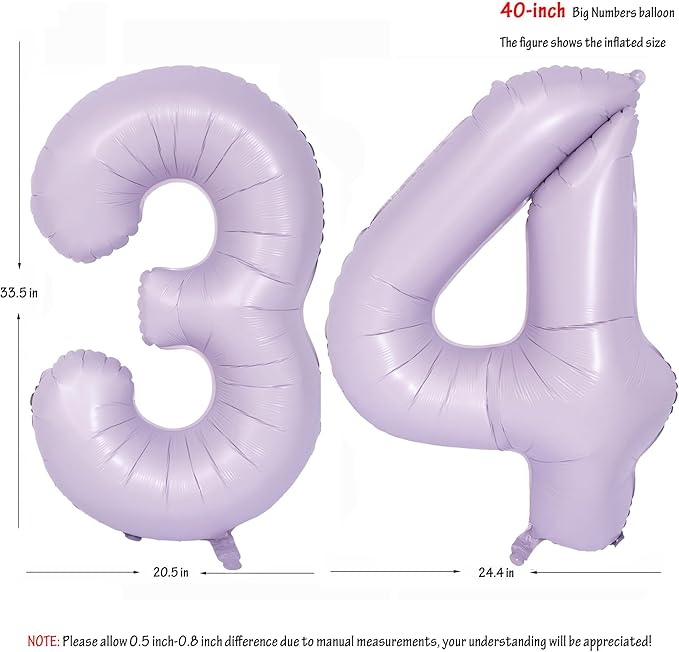 40 In Matte Purple Number Balloons Helium Foil Mylar Balloon Birthday Party banquet Decoration Digital 34