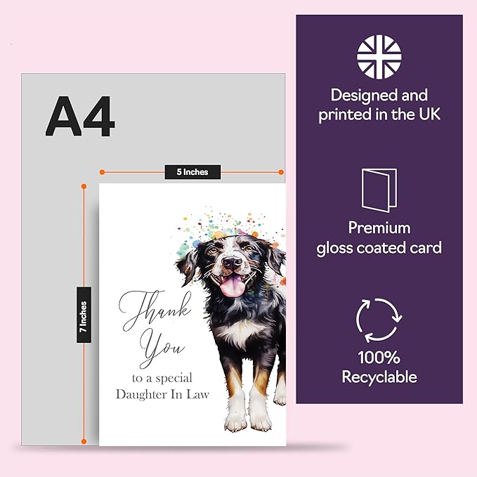 Thank You Cards for Daughter In Law - Party Dog - Thankyou Cards for Daughter In Law from Father In Law Mother In Law, Heartfelt Appreciation Card 5x7 Inch Thank You So Much Greeting Cards