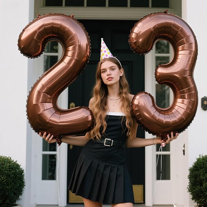 40 Inch Dark Brown Balloon Number 23,Chocolate Jumbo Mylar Foil Helium Balloon for 23th Digital Balloons for Birthday Party,Wedding Anniversary Party Decorations
