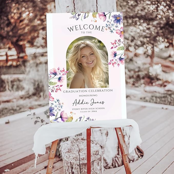 My4gifts Graduation Party Welcome Sign with Photo, Greenery Grad Poster, Personalized Graduation Decor, Class of 2025 Welcome Board, Senior Party Sign, Custom Grad Celebration Sign - 22