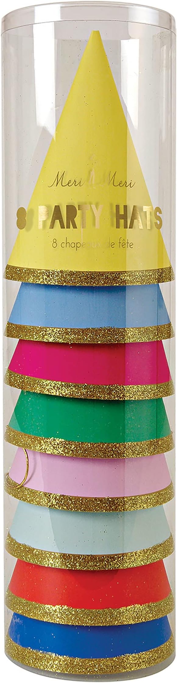Meri Meri Birthday Party Hats, Pack of 8 Bright and Colorful Cone Birthday Hats for Kids & Adults, Cone Party Hats