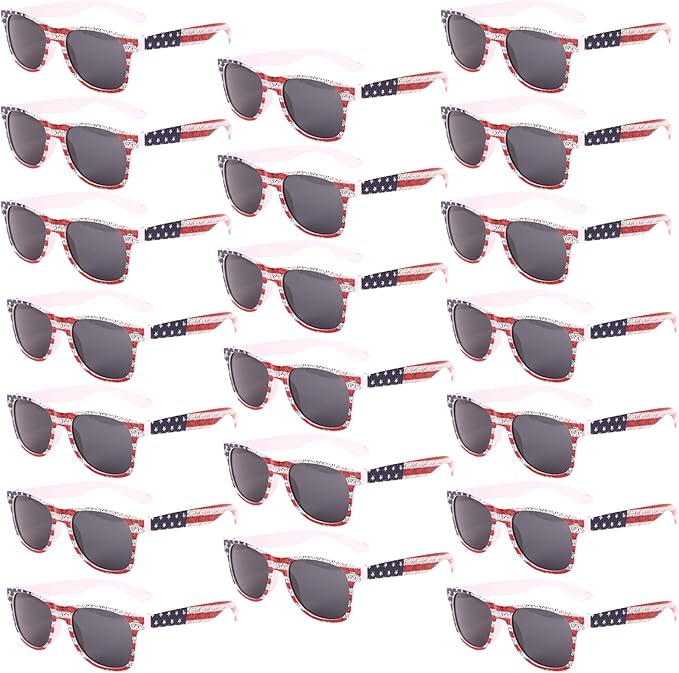 YQVIE Bulk American Flag Sunglasses for Adult Retro Independence Day Glasses UV400 Protection