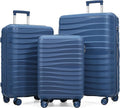 Hardshell Luggage Sets, Lightweight Wave Suitcases with Spinner Wheels, PP Blue