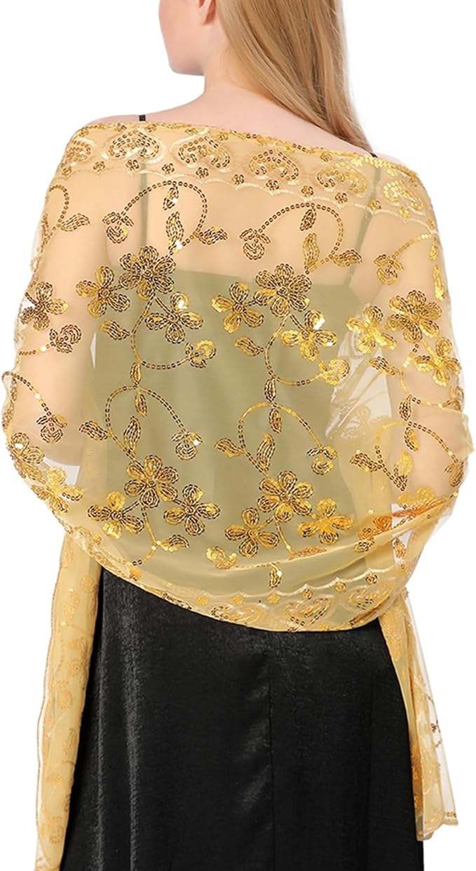 Gossifan Shawls and Wraps for Evening Dresses Sheer Women Elegant Glitter Shawls Soft Sparkly Wedding Bridal Scarf