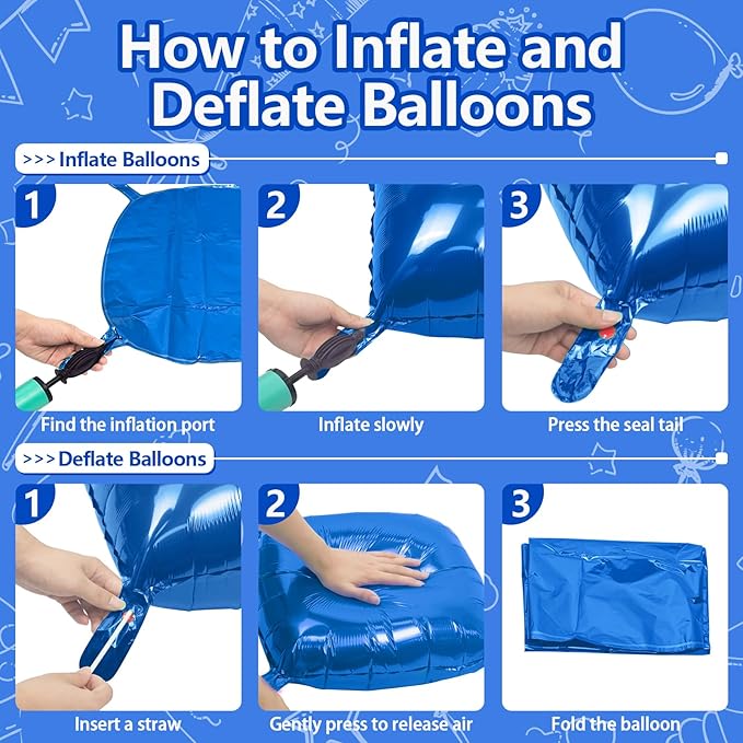 NISOCY 36PCS Blue Square Foil Balloons Wall Backdrop Double Sided Dark Blue Balloons Tunnel Arch Kit for Birthday Baby Shower Graduation Wedding Anniversary Party Decoration