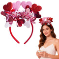 1pcs Valentines Headband Red Heart Headbands with Sequin Heart Hair Accessories Shiny Pink Tassel Head Bopper for Valentines Holiday Wedding Birthday Costume Accessory