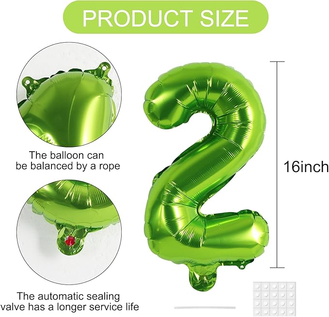 TONIFUL Balloons 16 Inch Light Green 0-9 Number Mylar Foil Balloons 10 Pcs Custom Digital Balloons for 2026 New Year Eve Birthday Party Engagement Graduations Anniversary Baby Shower