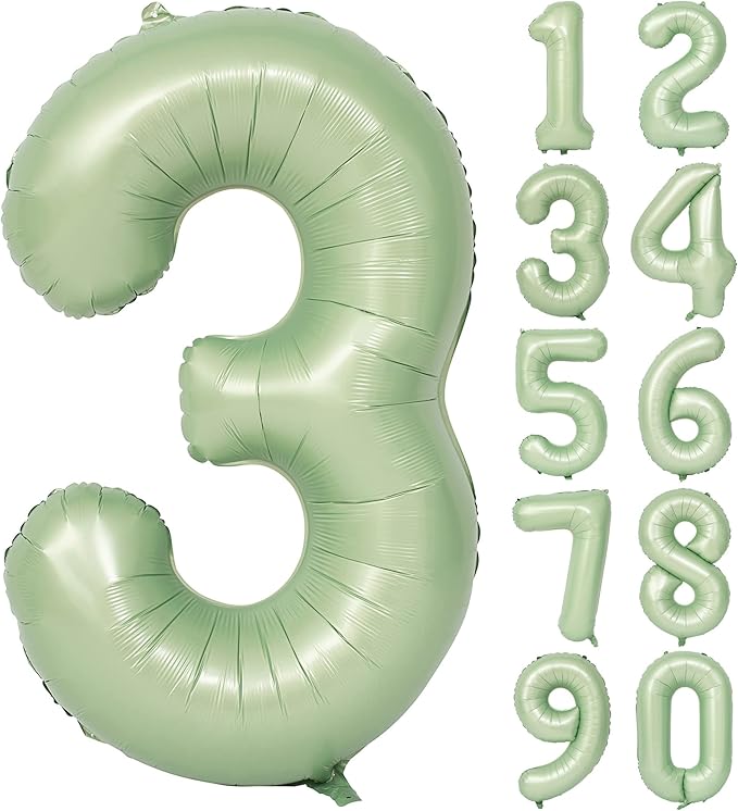 40" Olive green Number Balloons Helium Foil Mylar Balloon Birthday Party banquet Decoration Digital 3