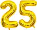 Large Gold 25 Number Balloons, 40 Inch Jumbo Number 25 Balloon, Gold Foil Mylar Balloons for Girl Sweet 25th Birthday Party, Anniversary Decorations