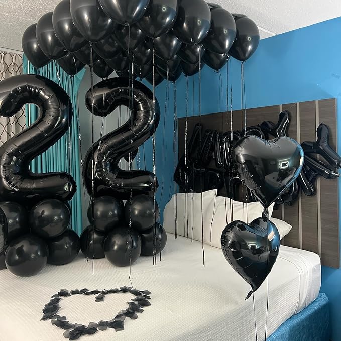 Black Number 20 Balloon 40 inch, 20 Number Balloons, 20th Black Birthday Decorations, 20 Year Old Girls Boys Party Supplies
