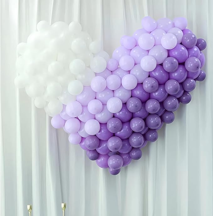 200 Pcs Purple and White Balloons 5 Inch Pastel Macaron Light Lavender Assorted Colors Latex Balloon for Girl Birthday Wedding Anniversary Baby Shower Princess Party Decoration